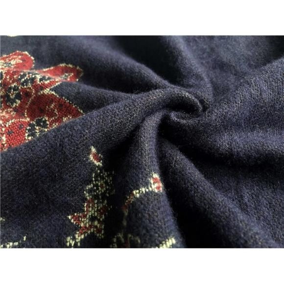 Women's Color Block Shawl Wrap Open Front Poncho Cape - Picture 5 of 7